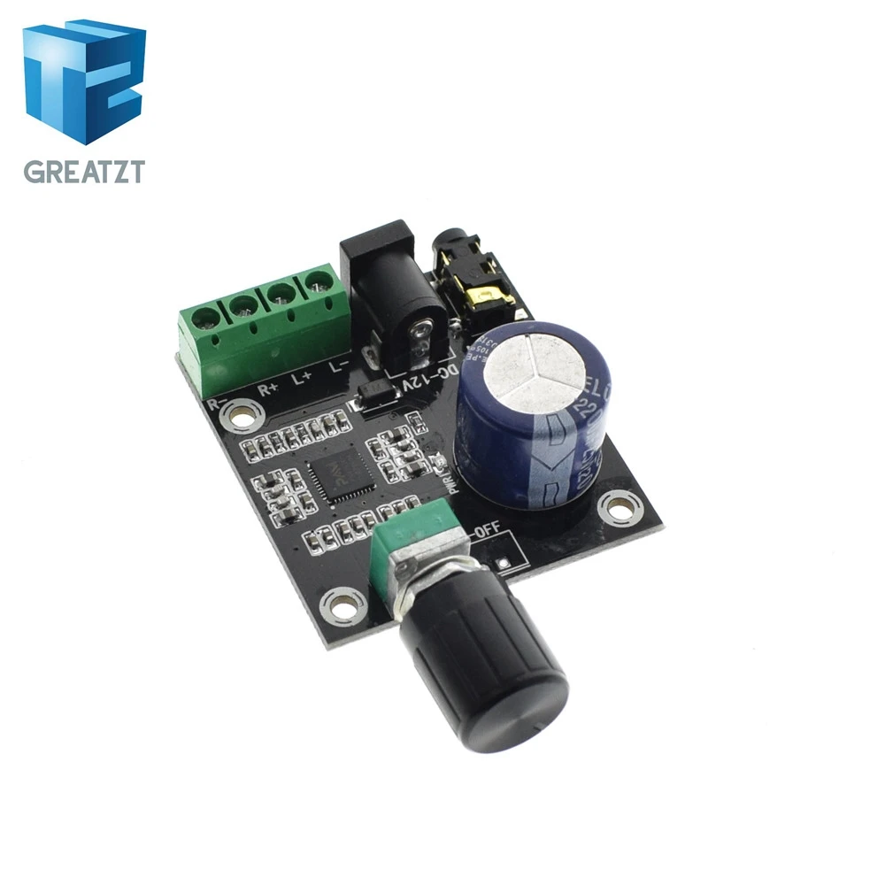 

GREATZT Super Slim 2 x 15W PAM8610 Class D Digital Dual Power Audio Amplifier Board 12V black