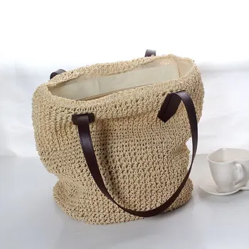 

2019 Women New Straw Woven Hand Bag Summer Women Bag Large Capacity Fashion Shoulder Bags Ladies Shopping Holiday Beach Bag