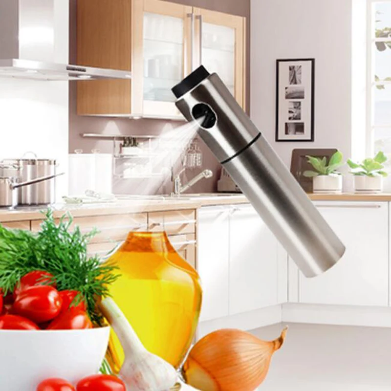 Outdoor Camping Stainless Steel Olive Oil Spraying Bottle Finger Push