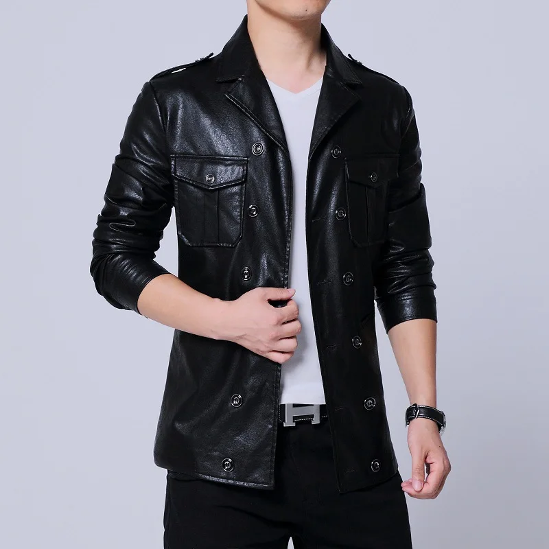 Buy M 5XL Leather Coat Jacket Men Washing PU Leather