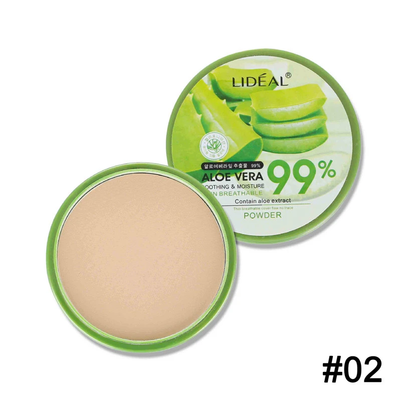 02 Натуральный алоэ вера, пудра для лица, увлажняющая, гладкая основа, прессованная пудра, макияж, консилер, покрытие пор, осветляющая пудра, матовая - Цвет: 02