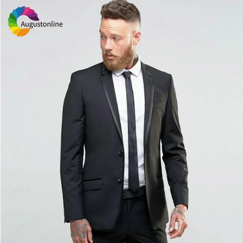 

Black Men Suits Wedding Groom Wear Tuxedos Slim Fit 2 Pieces (Jacket+Pants) Bridegroom Suits Best Man Blazer Custume Homme