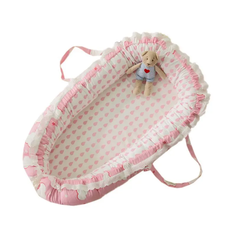 Новые детские подушки матрасы детская кроватка для кровати портативный детский шезлонг для новорожденных кроватки дышащее и спящее гнездо - Цвет: Бежевый