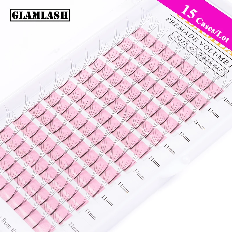 

GLAMLASH 15 Cases Wholesale 2D-6D Long Stem Lash Premade Russian Volume Fans Mink Eyelashes Premade Eyelash Extensions Makeup