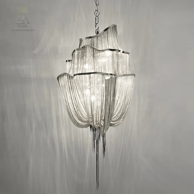 Luxury Silver Tassel Modern Chain Pendant Light Fixture Vintage Luxury Silver Tassel Modern Chain Pendant Light Fixture Vintage Hanging Suspension Re Lamp Drop