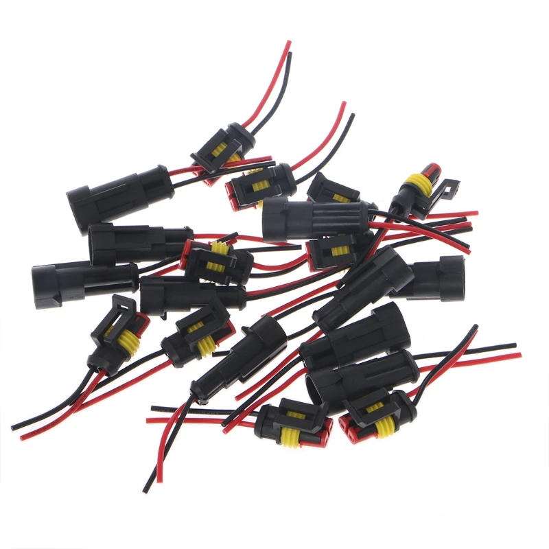 

10 Sets 2-Pin Way Car Motorcycle Male Female Electrical Connector Plug with Wire