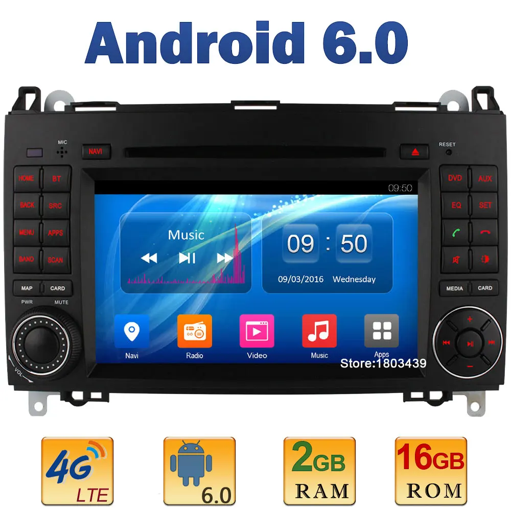 7 Quad Core 2GB RAM 4G LTE SIM WIFI Android 6 Car DVD Player Radio For