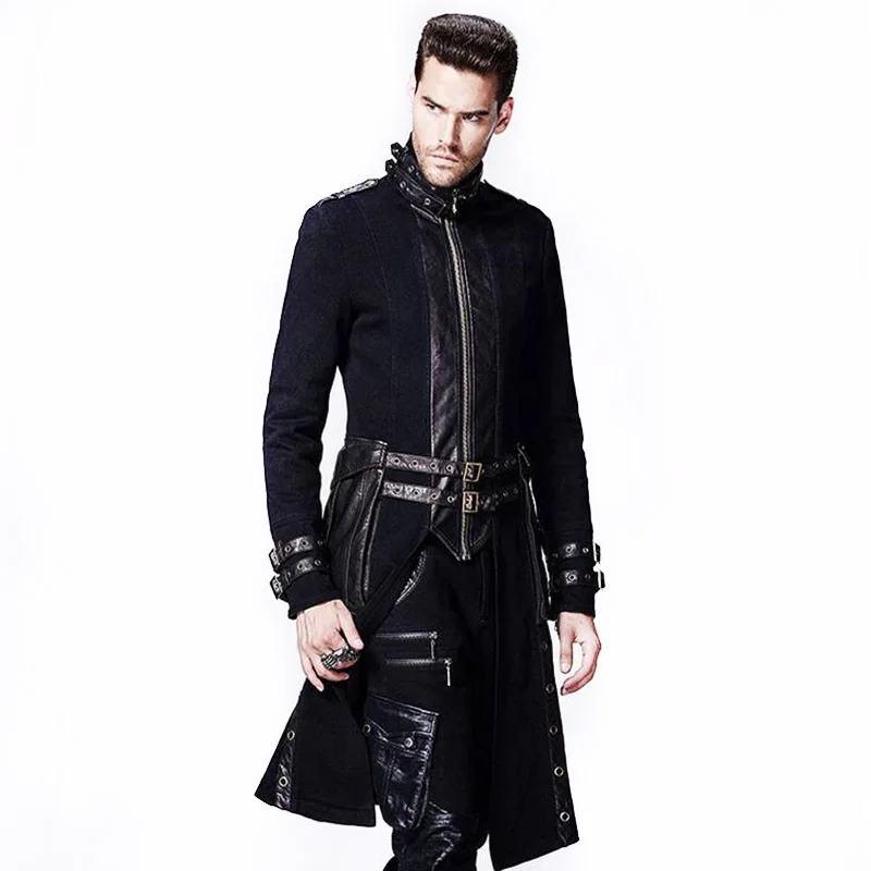 Steampunk Gothic Winter font b Jacket b font font b Men b font With High Collar
