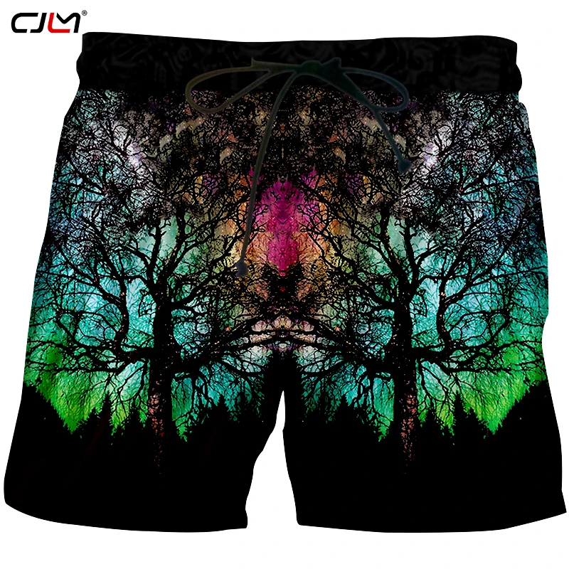 

CJLM New Man Colorful Shorts 3D Printed Personality Starry Sky Tree Mens Spandex Boardshorts Hot Sale Wholesale