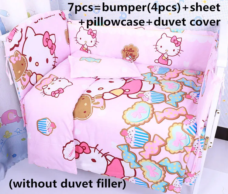 Discount! 6/7pcs Hello Kitty crib bedding set Baby Product baby bedding