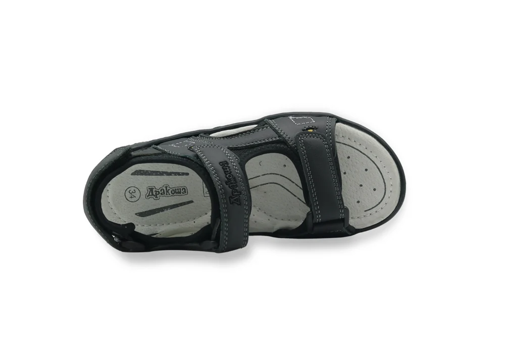 Apakowa/пляжные сандалии для мальчиков; детская летняя ортопедическая обувь из натуральной кожи на плоской подошве на липучке; прогулочная обувь из воловьей кожи; европейские размеры 32-37