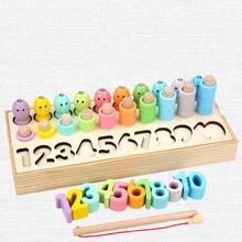 Монтессори Обучающие деревянные игрушки геометрическая форма соответствия количество магнитные игрушки для рыбалки Математика Ранние развивающие игрушки для детей