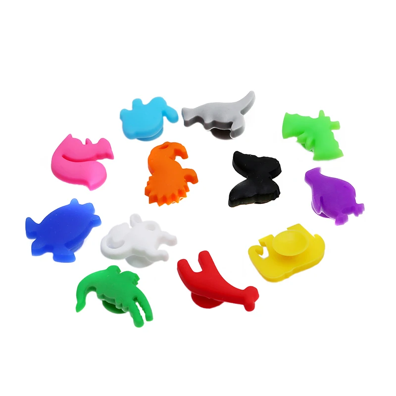 12Pcs/Set Silicone Wine Glass Labels Silicone Wine Glasses Recognizer Marker Tea Holder Party Dedicated Animal Suction Cup Wine Glass Label