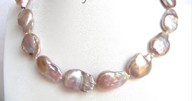 

Hot sale AGENUINE 20mm purple SOUTH Reborn keshi pearls necklace a0403 a