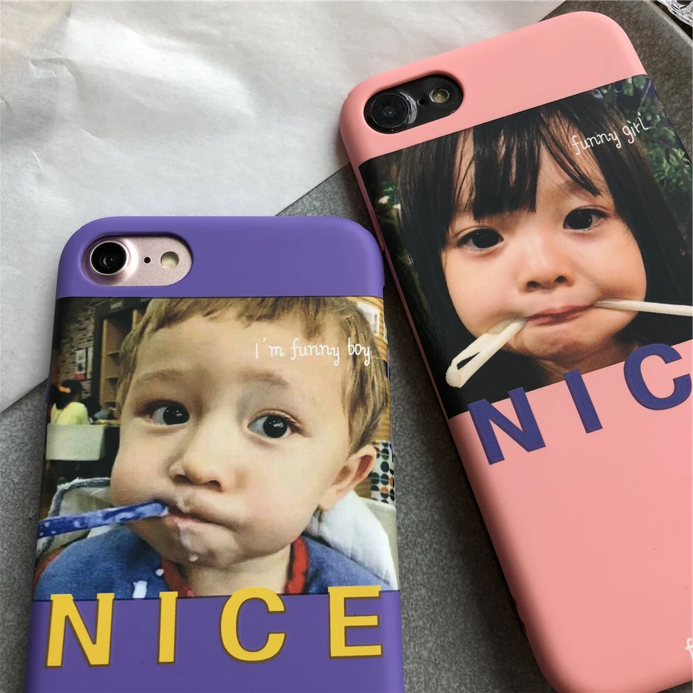 WULAWUKU Мода Cuty ребенка выражение Забавный день Жесткий Чехол для iPhone 6 6s 7 8 plus X