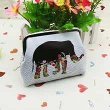 Womens Elephant PRINT MINI CUTE Wallet Card Holder PU CLIP HOLDER Coin Purse Clutch Handbag N