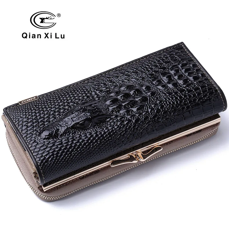 

New Arrival Genuine Leather 3D Purse Women Crocodile Design Wallets High Quality Hasp and Zipper Long Organizer wallet