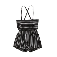 Летние детские штаны с наплечниками для маленьких девочек полосатый комбинезон, комбинезон для детей от 1 до 7 лет