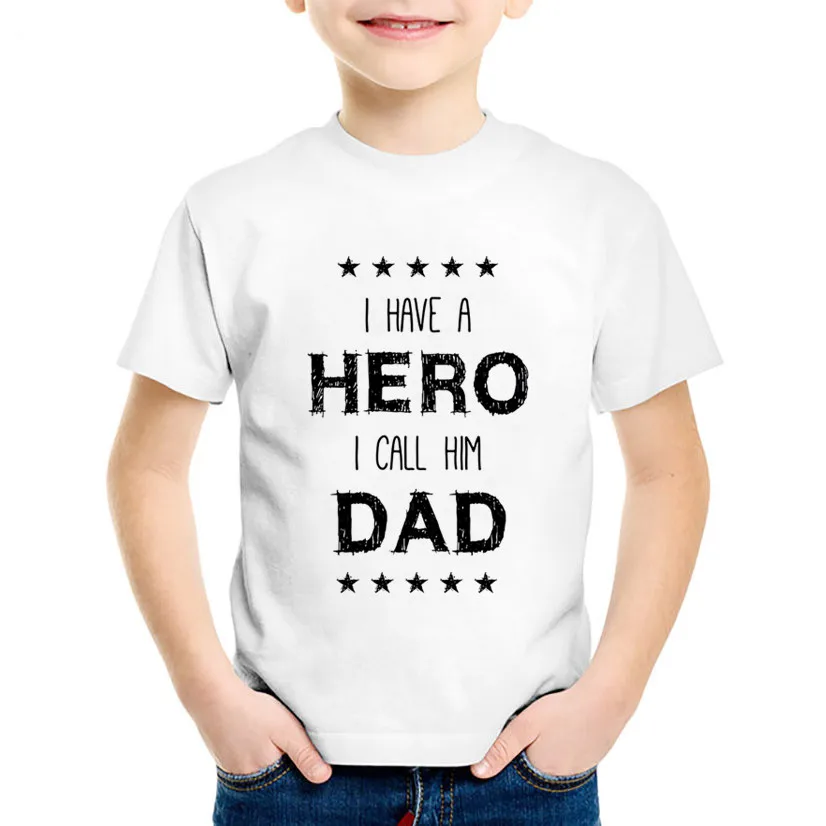 Модная детская футболка с принтом «Мой супер папа герой» летние футболки для детей «день отцов» повседневные топы для мальчиков и девочек, одежда для малышей HKP741