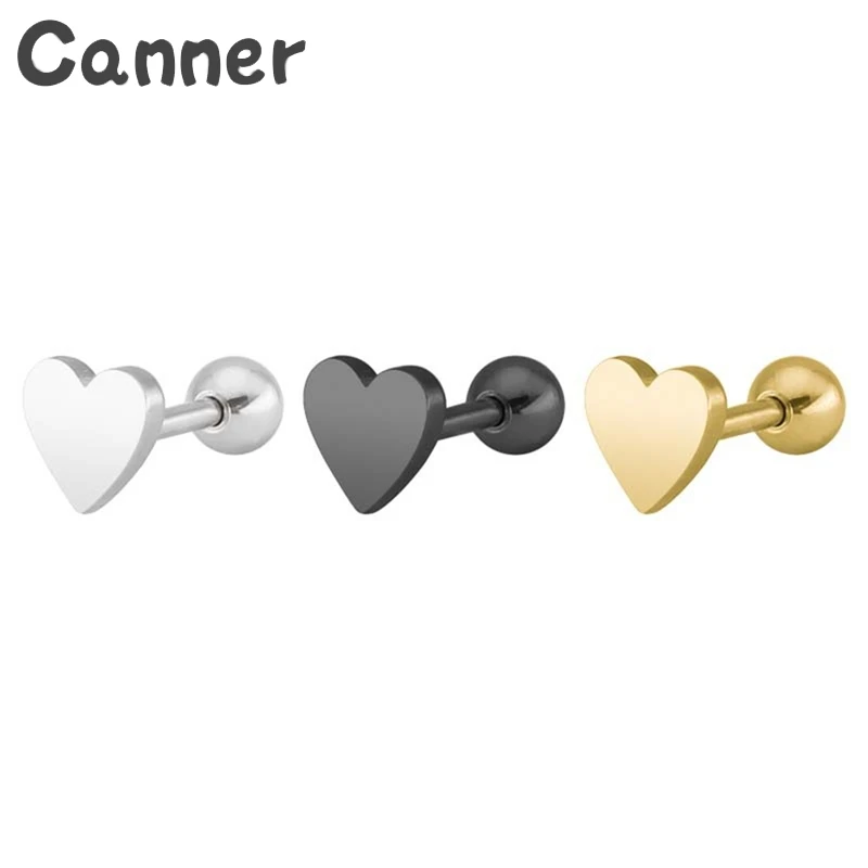 

Canner 1 Pcs Small Gold Silver Stainless Steel Heart Stud earring Cute Mini Stud Earrings For Girls Gifts A40