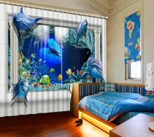 Modern Curtains underwater world dolphins Custom Made Curtains For Bedroom living room Home Decoration