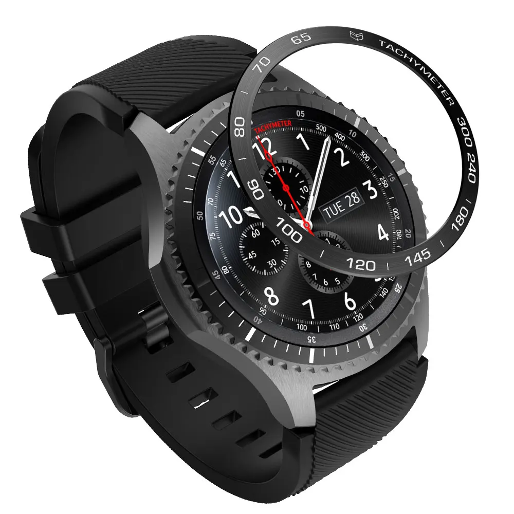 Крышка smartwatch из нержавеющей стали для samsung Galaxy Watch 46 мм/42 мм/gear s3 frontier Dial ободок кольцо клеющаяся крышка против царапин - Цвет ремешка: s3 frontier D  Black