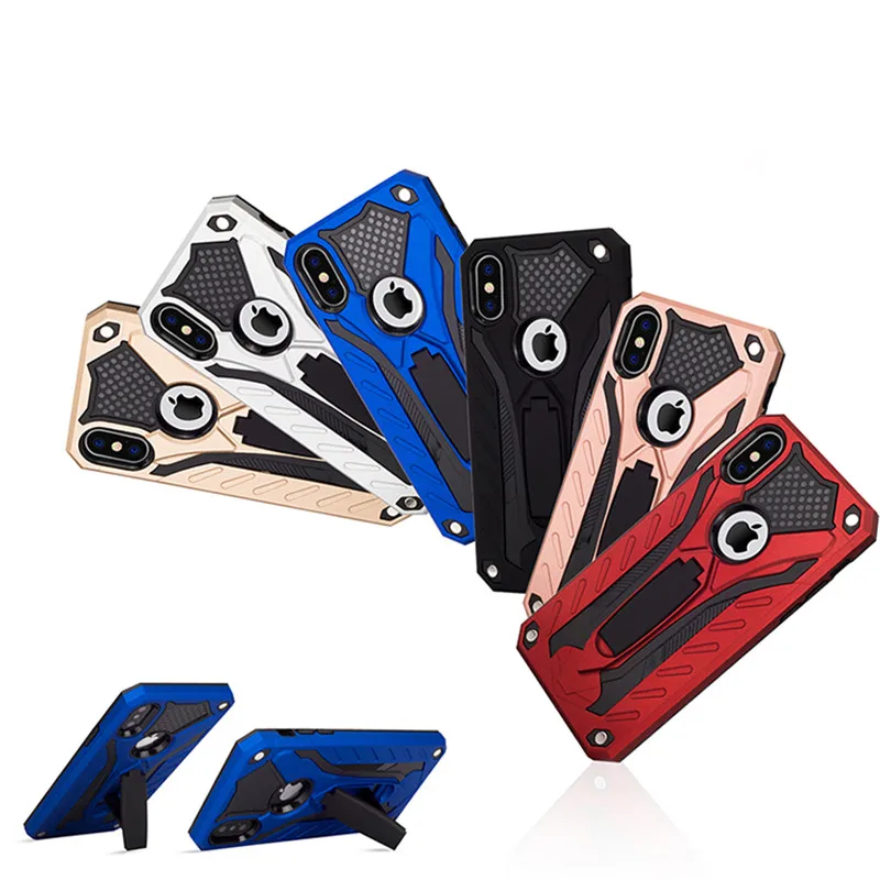 Luxury Shockproof Protection Silicon Phone Case For iphone X XS Max XR Armor Full Cover For iPhone 6 6s 8 7 Plus Kickstand Cases Luxury Shockproof Protection Silicon Phone Case For iphone X XS Max XR Armor Full Cover For iPhone 6 6s 8 7 Plus Kickstand Cases