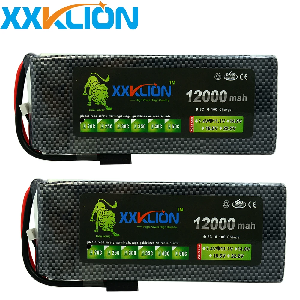 

2pcs XXKLION 11.1v 12000mAh 20C 25C 30C 3S Lipo drone battery pack for rc airplane Aerial multi - axis unmanned aerial vehicle