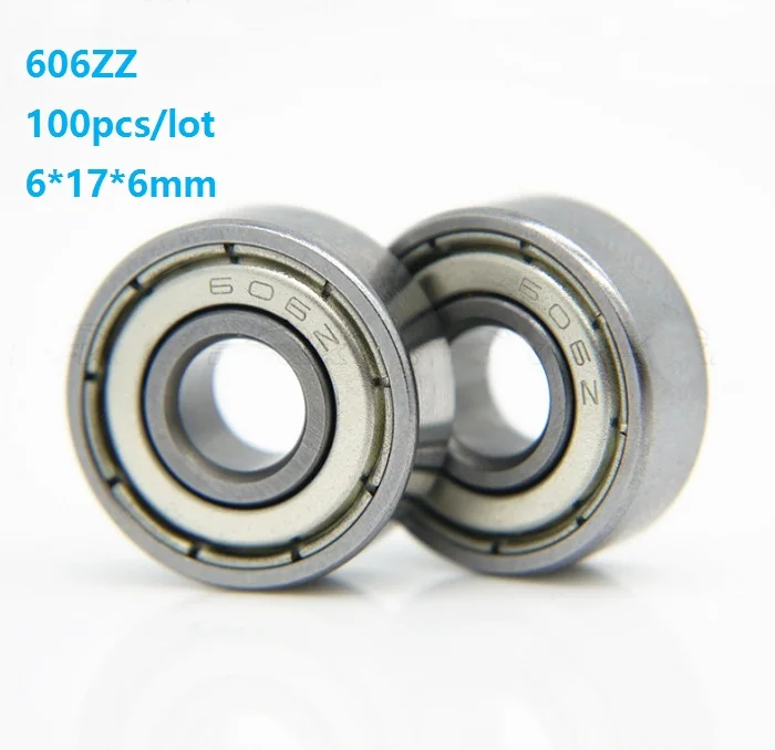 

100pcs/lot 606ZZ 606Z 606 Z ZZ bearing 6x17x6mm Deep Groove Ball bearing Miniature 6*17*6mm for 3D printer parts