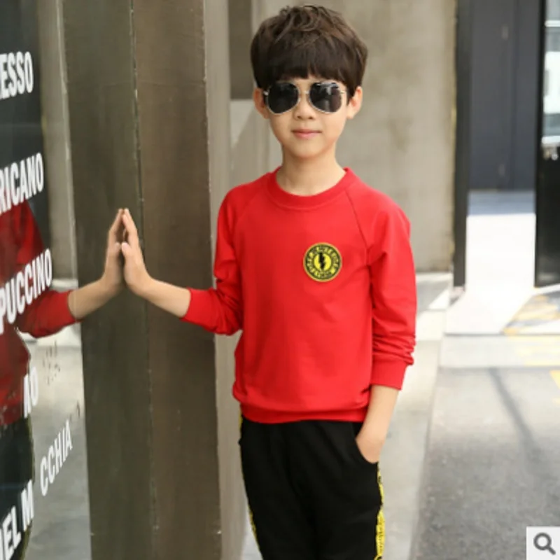 

Boys Sports Clothing Set 2019 New Kids Clothes Sets Children's Casual Sets 2 Patchwork Colors Spring and Autumn Size6-14 ly312