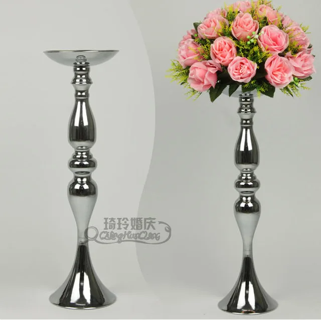 

10pcs/lot Wedding master table candlestick, silver wedding road lead,Flower Metal Vase,Wedding Centerpiece 47cm height