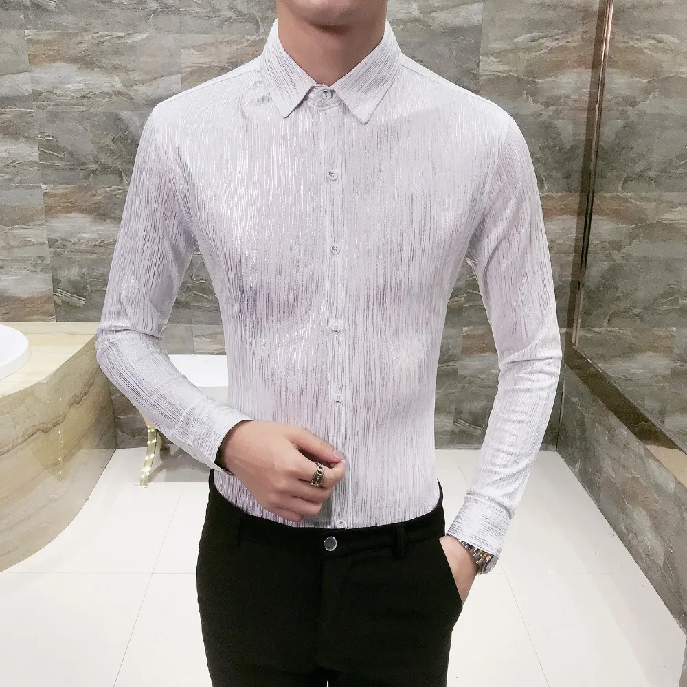 SayahMen Long-Sleeve Slim Fit Autumn Nightclub Britain Dress Shirts SayahMen Long-Sleeve Slim Fit Autumn Nightclub Britain Dress Shirts
