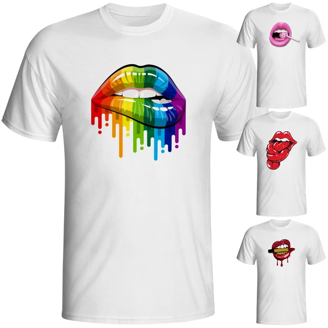 Sexy Naughty T Shirt Funny Geek Colorful Lip Design