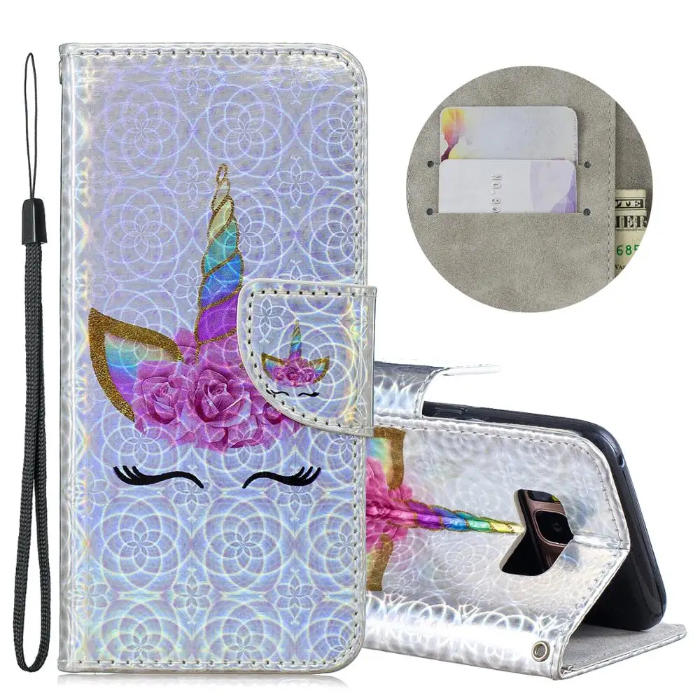 

Leather Laser Phone Case For Samsung Galaxy S8 Bling Book Style Cover For Samsung Galaxy S8 Plus Wallet Fundas Bag Butterfly