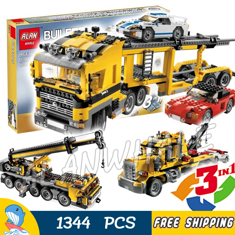 

1344pcs 3in1 Creator Highway Transporter Tow Truck Mobile Crane 24011 DIY Model Building Blocks Toys Bricks Compatible with lago