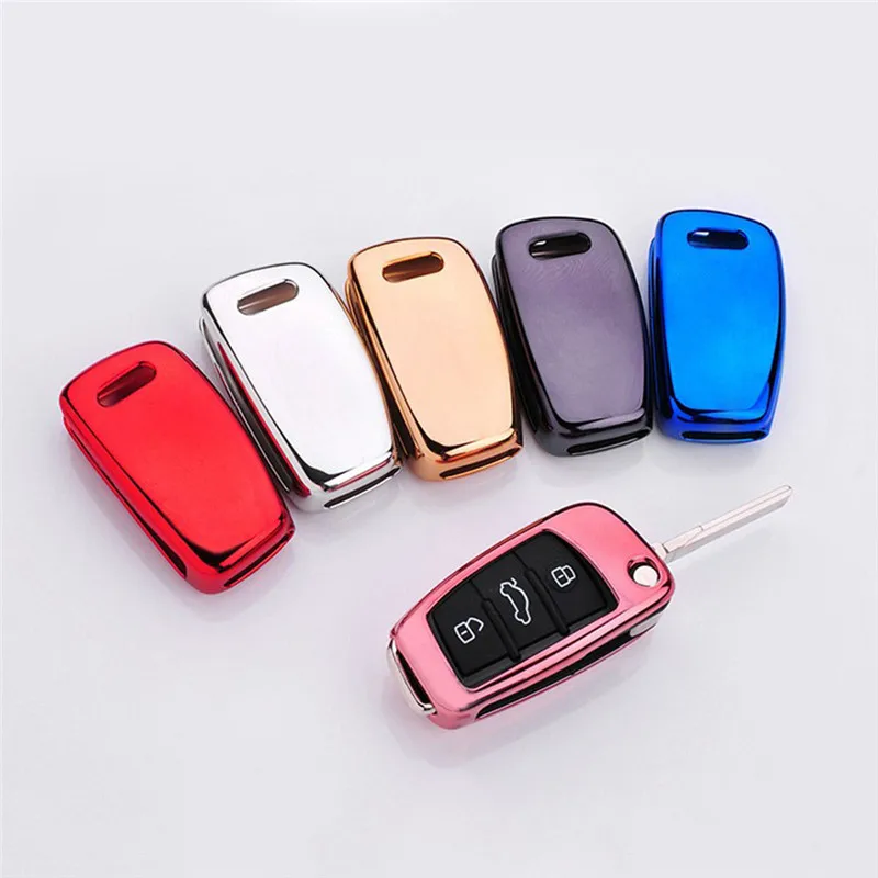 

Car Styling Smart Remote Keyless Entry Paint Color Shell Key Case Cover Fit For Audi A3 A4 A6 A8 TT Q7 S6 Folding Blade Key