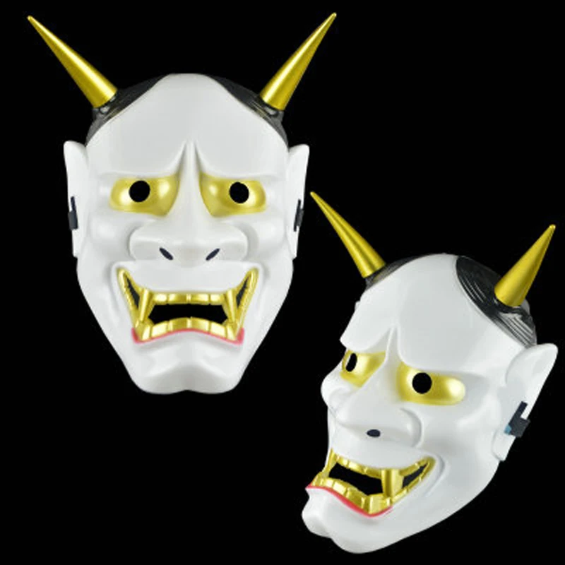 High quality free shipping Halloween Newest Horror Japanese Noh Hannya Resin Mask Evil Demon Devil Horned Horror 