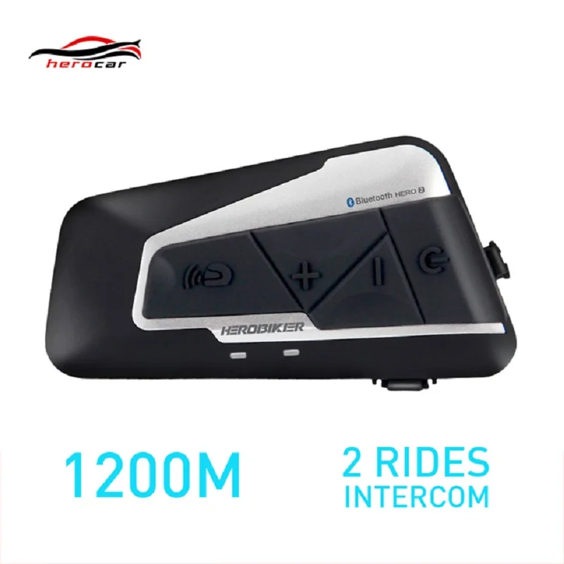 

HEROBIKER 1200M BT Motorcycle Helmet Intercom Waterproof Wireless Bluetooth Moto Headset Interphone with FM Radio for 2 Rides