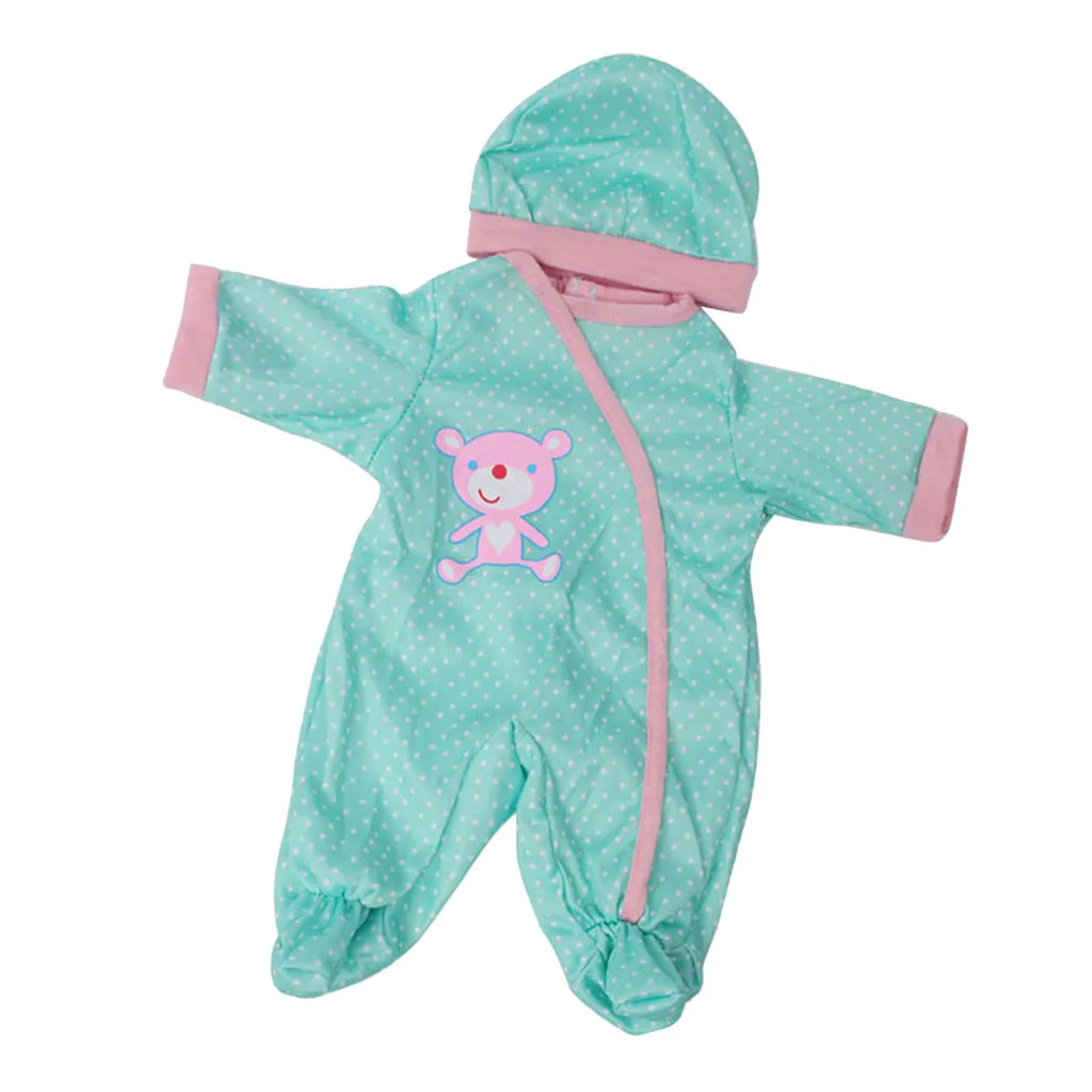 

Casual Dot Pattern Printed Rompers Hat Garment Pajama Outfits For 17''-18'' Reborn Toddler Doll Complete Look