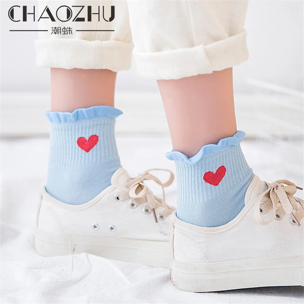 Женские носки новые осенние носки 1 пара длинных повседневных дышащих милых носков хлопковые цветные женские модные милые носки с сердечками для девушек