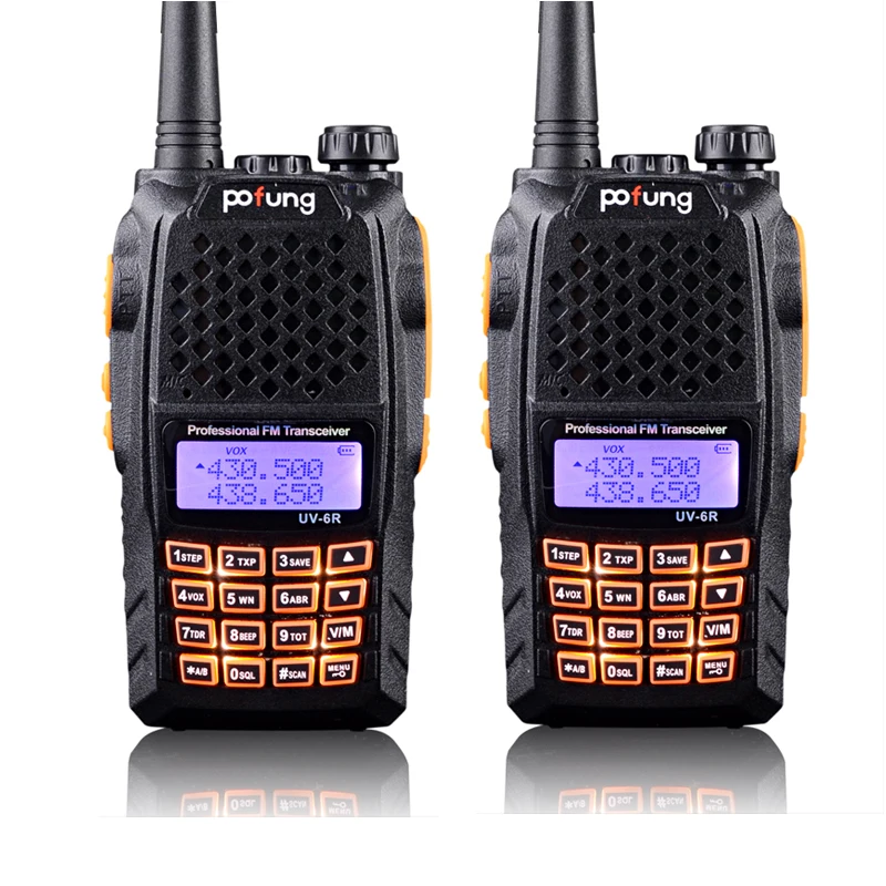 Новый BAOFENG uv-6r Двухканальные рации 5 Вт Мощность УКВ УФ Dual Band Портативный двухстороннее Радио РТТ PTT 2 шт. pofung uv6r