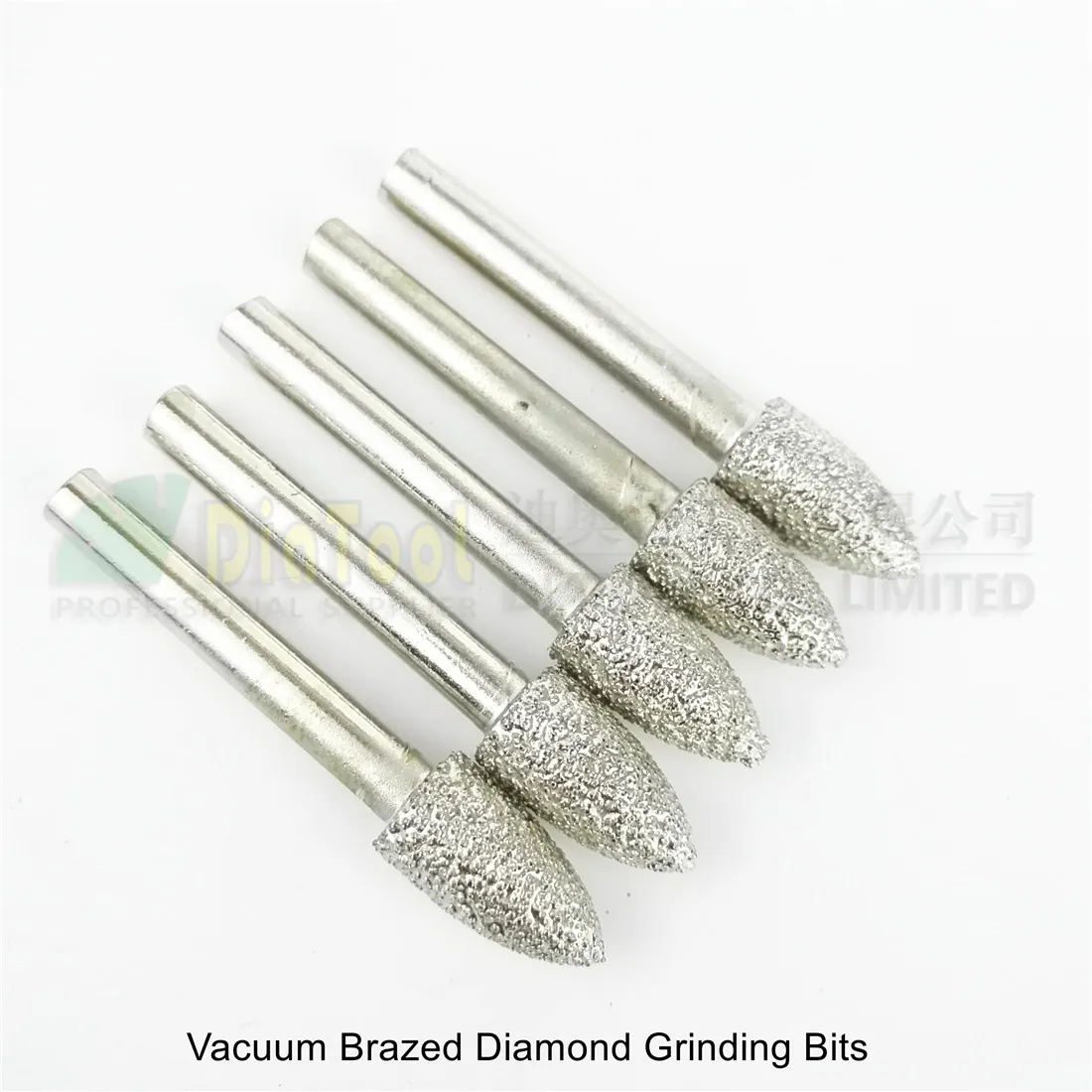 5pcs #14 Vacuum brazed diamond Grinding bits burrs mounted points shank 6mm engraving bits