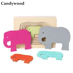 Детские деревянные игрушки для детей мультяшное животное 3D головоломки многослойная головоломка Пазлы детские игрушки Раннее развитие