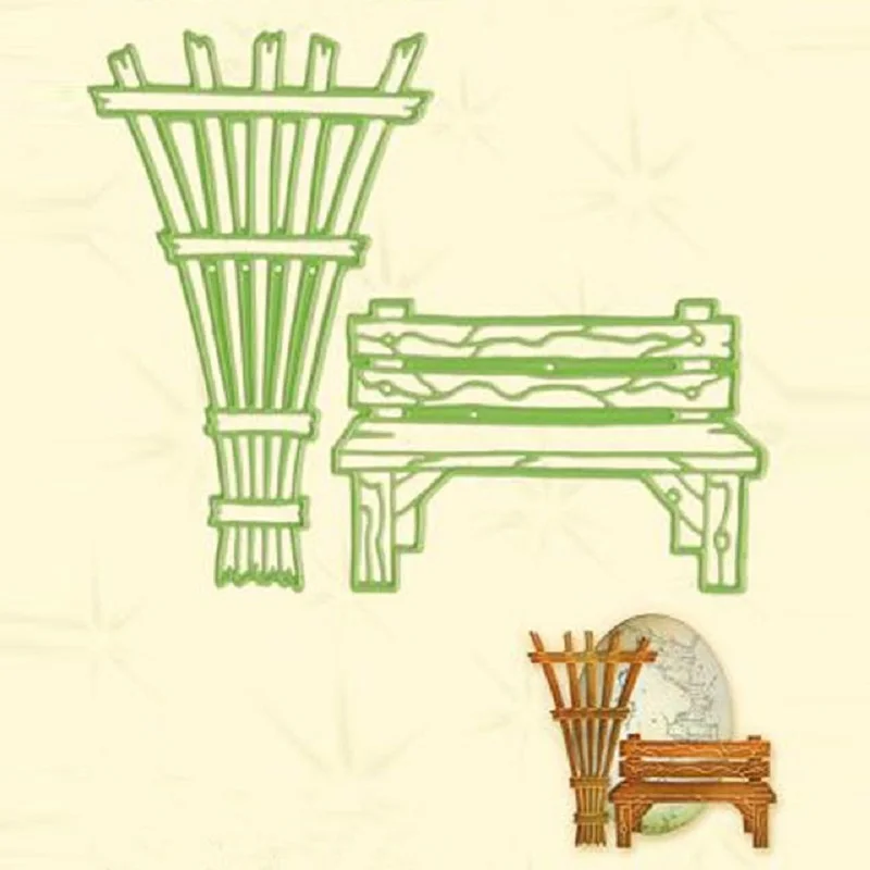 

Swovo 2pc Garden chair Fence Metal Cutting Dies Stencils DIY Scrapbooking Embossing Paper Cards Die Cuts Photo Album Make Craft