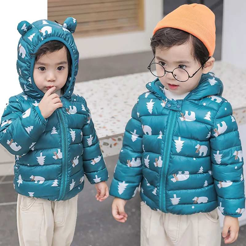 Осенне-зимняя теплая куртка для мальчиков и девочек, рождественское пальто куртка для маленьких девочек Детская верхняя одежда с капюшоном пальто для маленьких девочек 1-5 лет