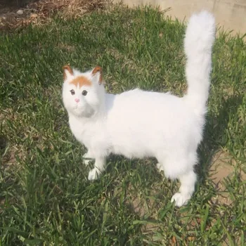 

32X13x38CM Simulation animal 1:1 model standing cat ,polyethylene&furs Resin model handicraft,props,decoration gift A797