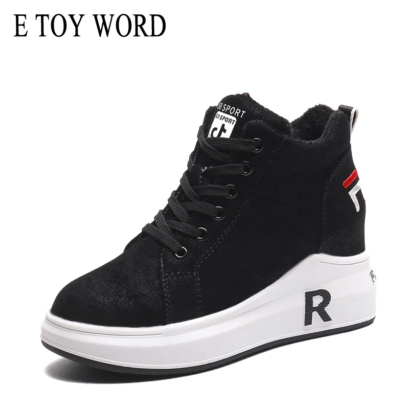 

E TOY WORD Winter Sneakers Fashion Height Increasing Women Shoes Women Casual Shoes Autumn Lace Up High Top Platform Sneakers