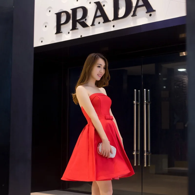 Vestidos De Fiesta красное короткое платье для женщин коктейльное Дешевое атласное