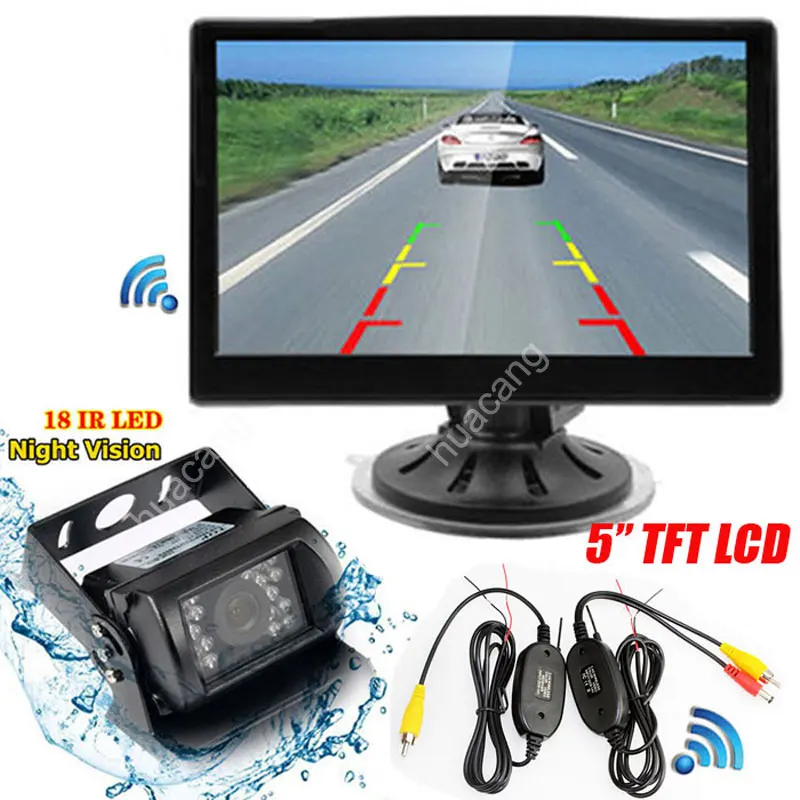 5/" TFT-LCD Monitor for Car Truck Wireless Night Vision Rear View Backup Camera