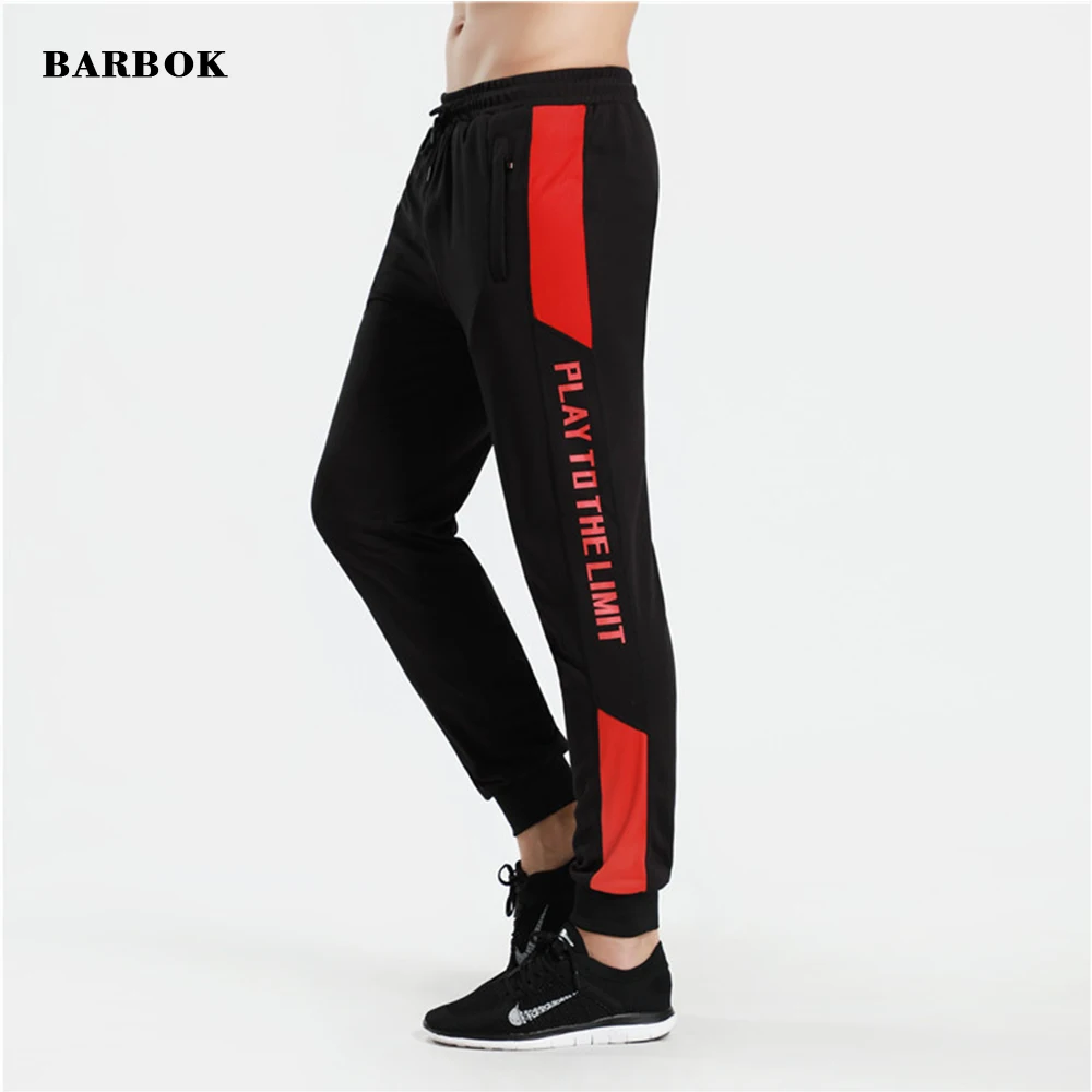 

BARBOK Jogging Pants Letter Striped Running Tights Mens Sport Pencil Cotton Soft Bodybuilding Joggers Gym Trousers Running Pants